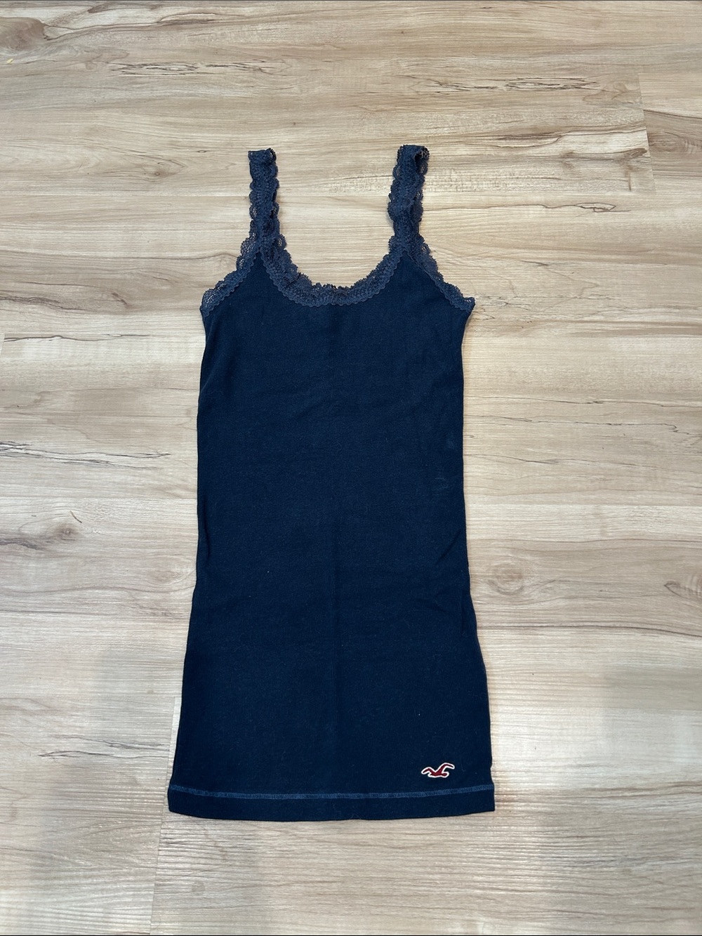 Hollister Navy Blue Lace-Trim Ribbed Tank